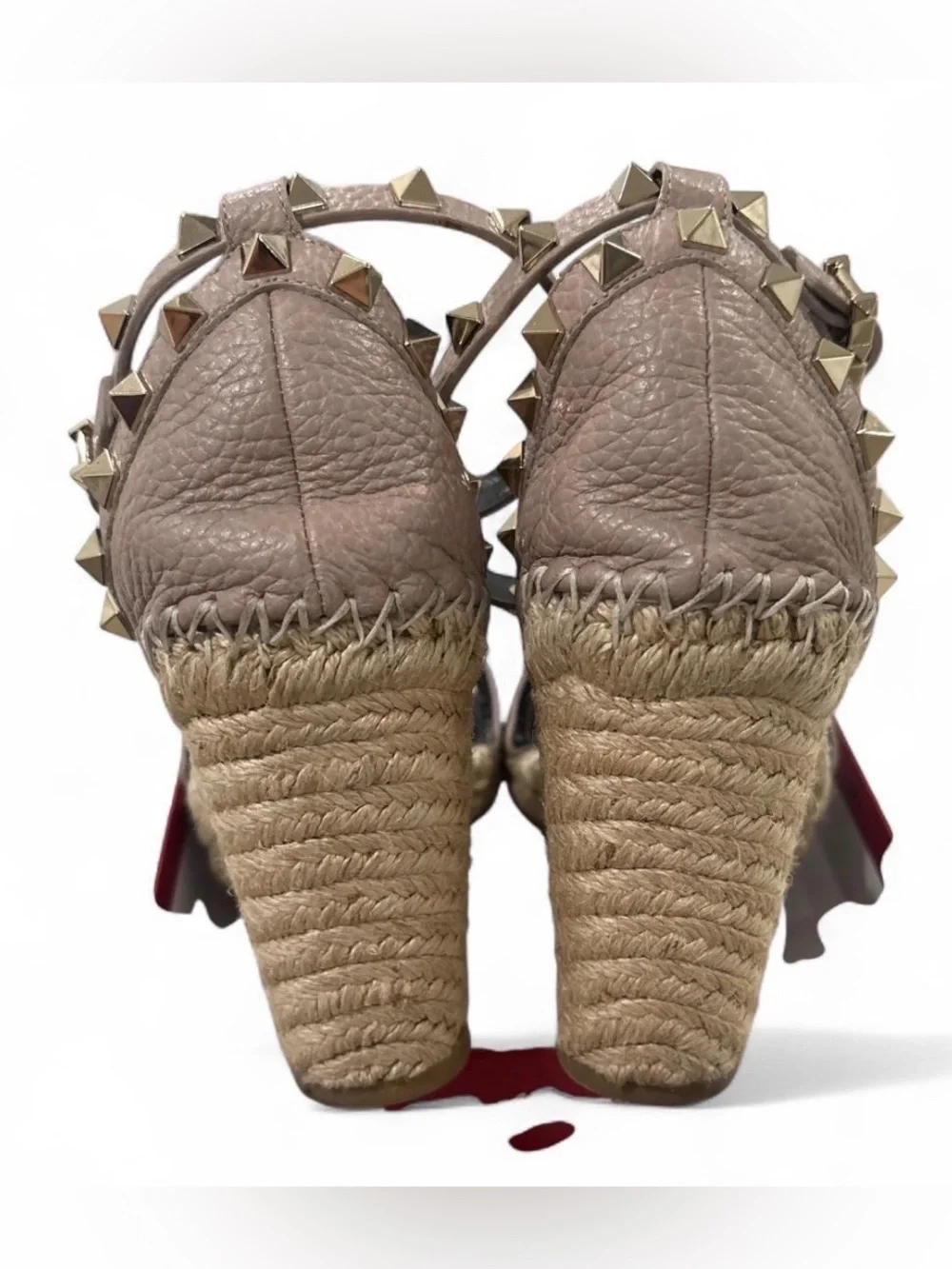 Double Rockstud Grainy Calfskin Wedge Sandal 105 Mm. Size 38. No box.